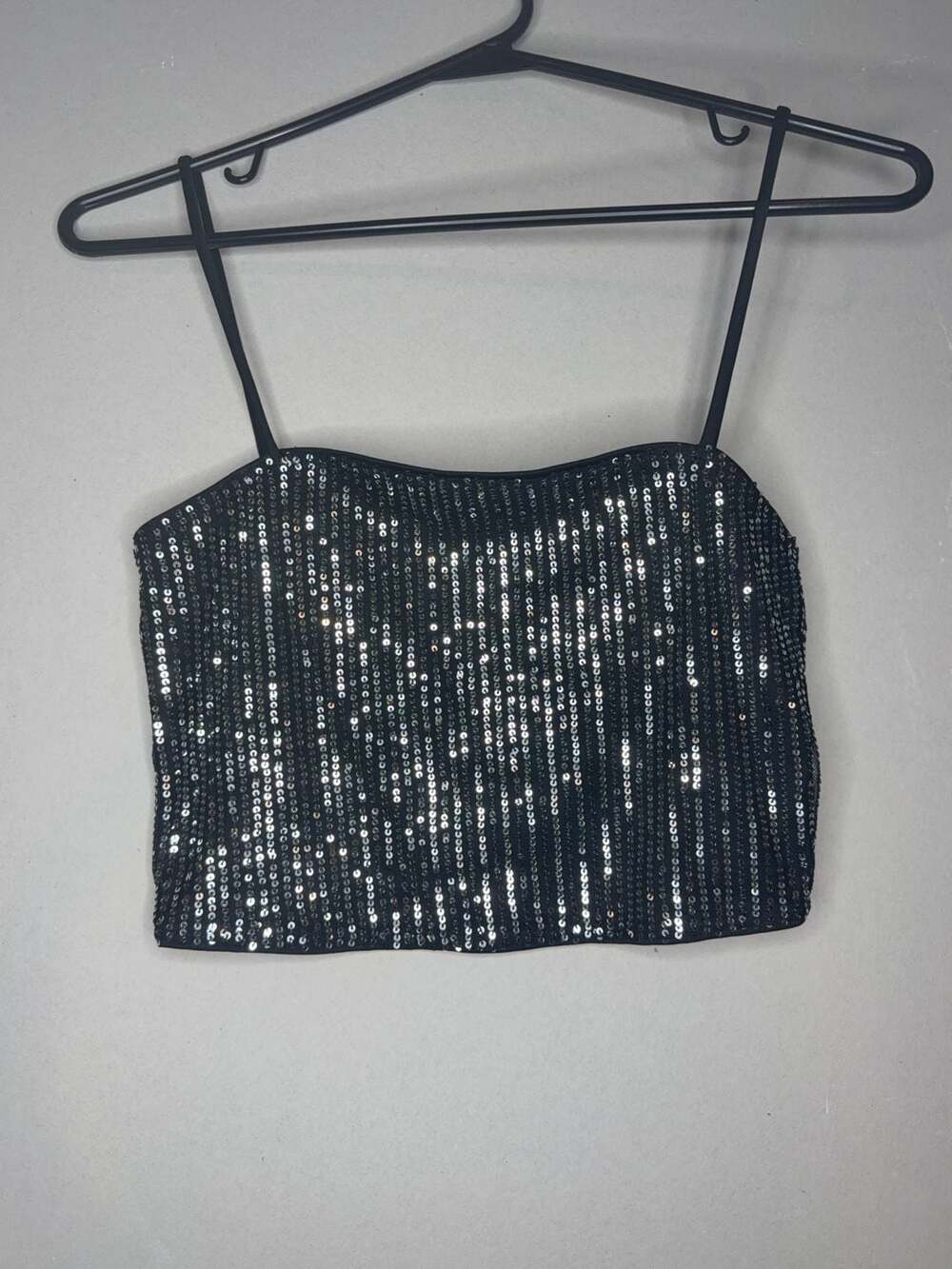 Altar'd State Black Sequin Crop Tank Top